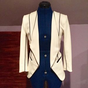 H&M White Black-lined Blazer